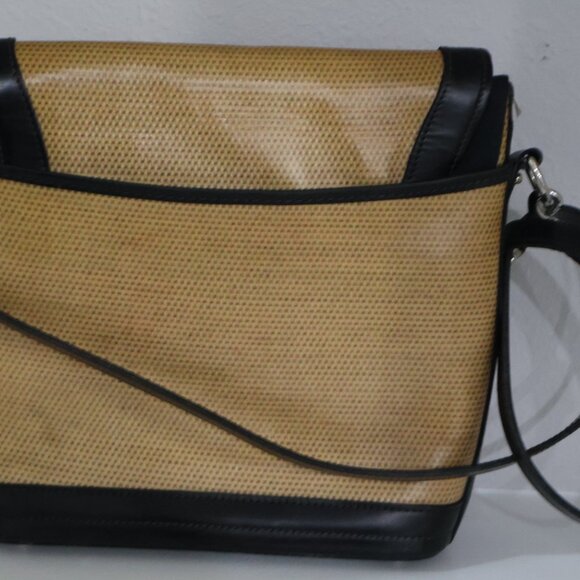 Dooney & Bourke Tan Black Canvas Leather Crossbody Bag Adjustable Strap - Picture 16 of 16